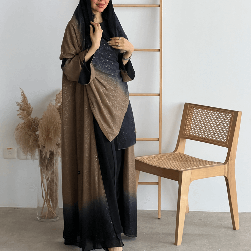 عباية اومبري لامع بني فاتح مع أسود ( عباية ولاء) - 56