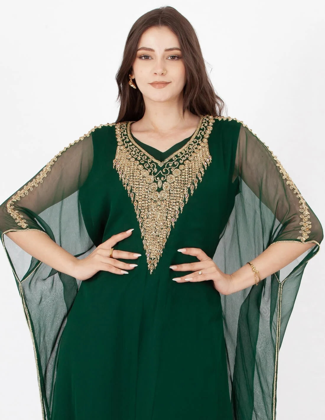 جلابية سهرة وسط فراشة سادة