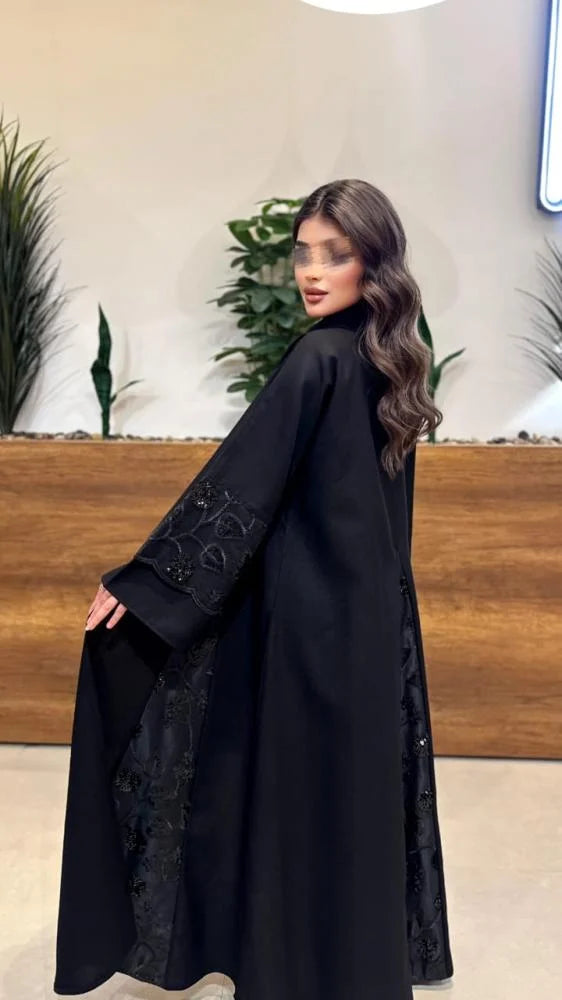 عبايه ايلين قماش كتان قماش المطرز دانتيل