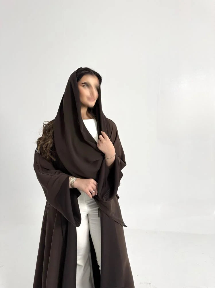 عباية دبل فيس عودي وبني فاتح قصة كلوش