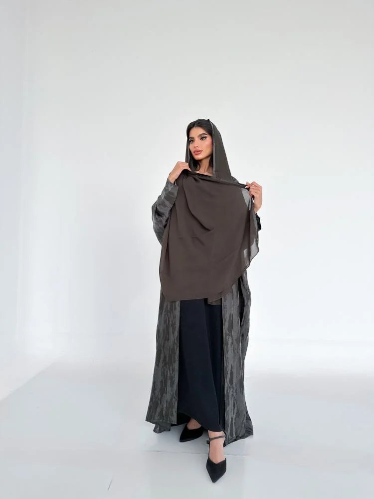 عباية حرير جاكار هندي نص بشت بني - 1189