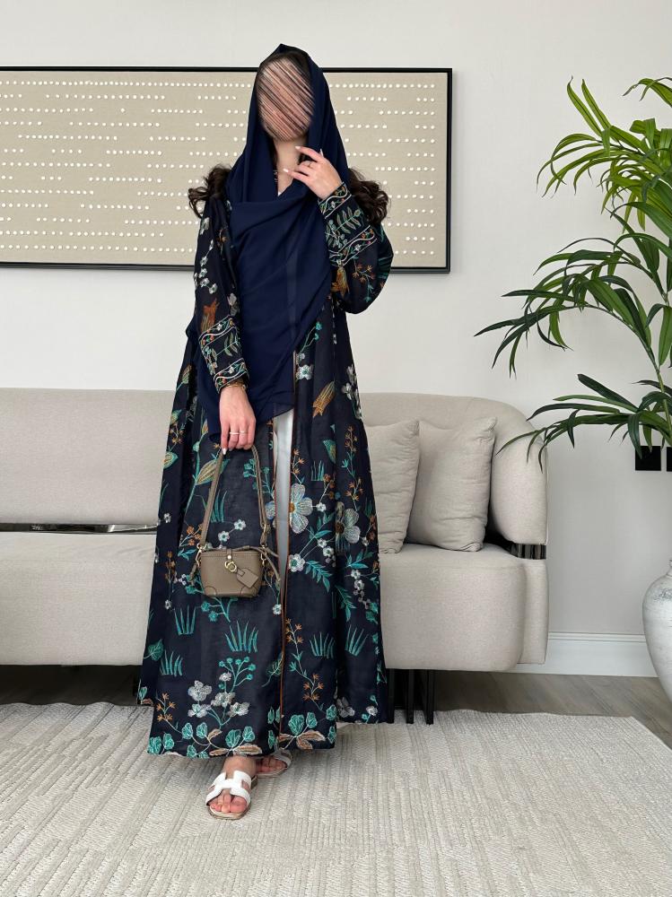 عباية لنن هندي كحلي نص كلوش