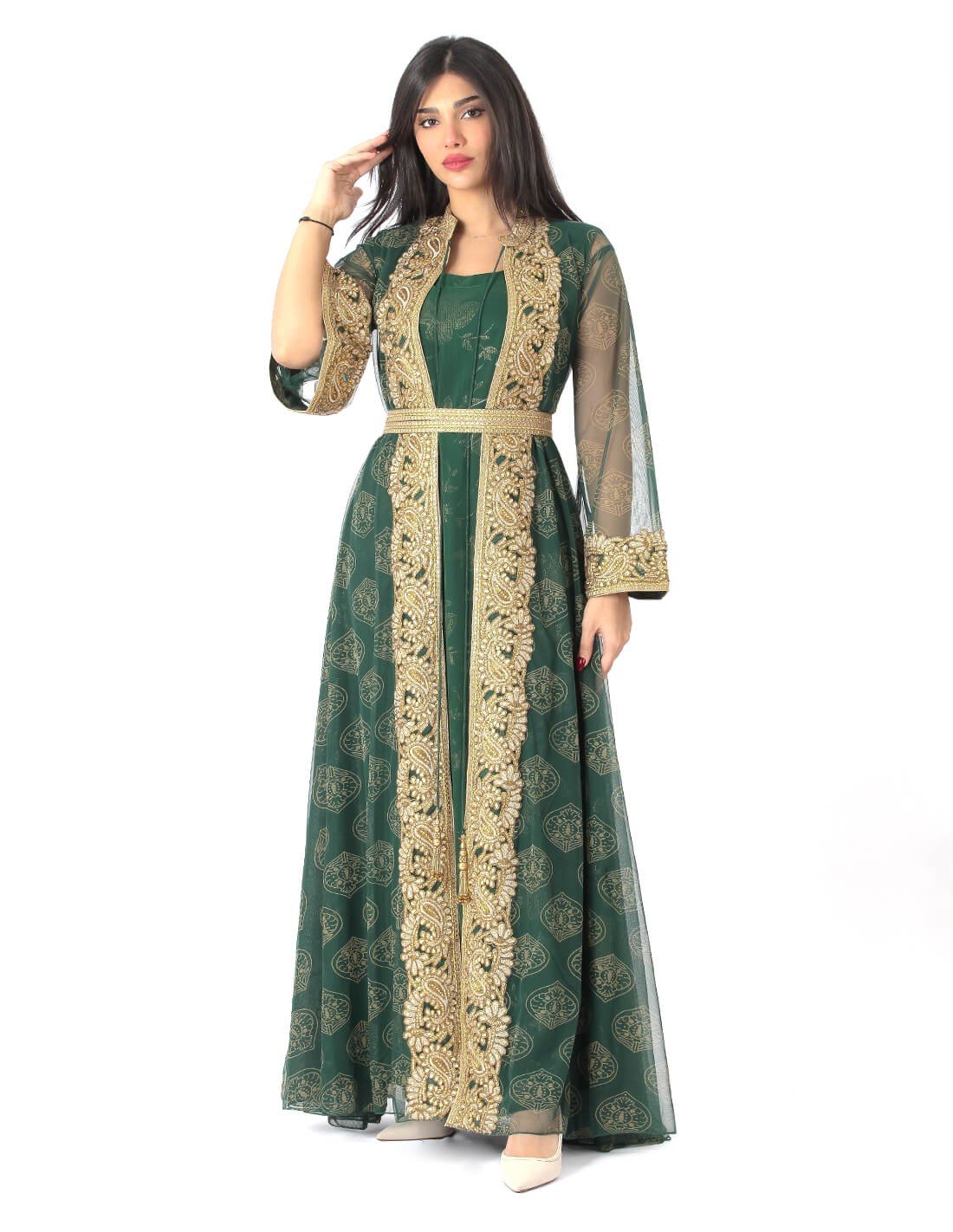 جلابية سهرة فاخر قطعتين تل