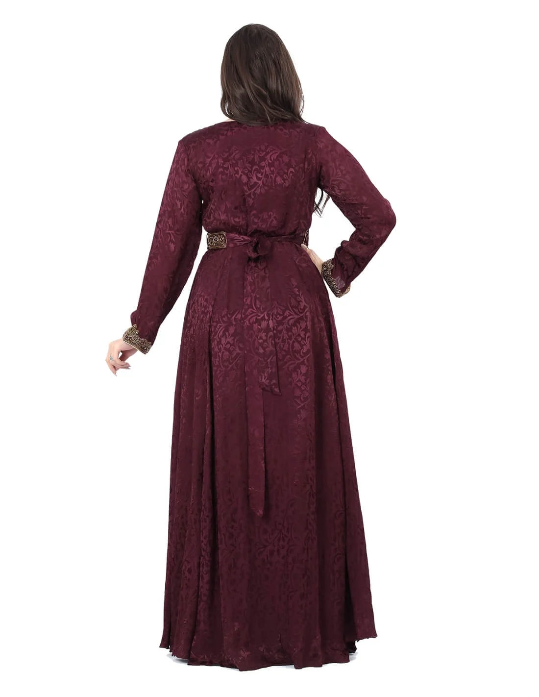 جلابية سهرة باكمام طويلة وتطريز بالصدر