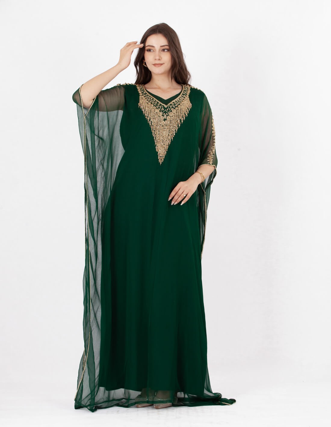 جلابية سهرة وسط فراشة سادة