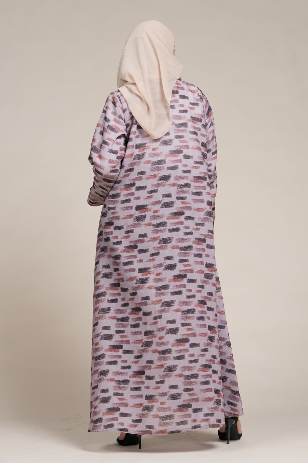 عباية جاكيت كتان لف زهري