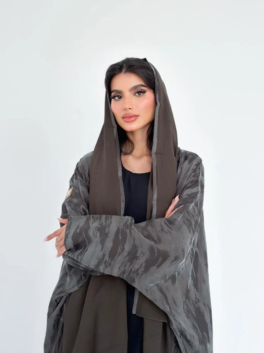 عباية حرير جاكار هندي نص بشت بني - 1189